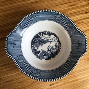 Lugged Cereal Bowl Currier and Ives Blue